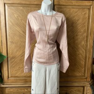 Loft light pink satin hi collar button down Blouse